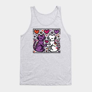 Show Your Love - Keith Haring inspired Cat Design Tank Top